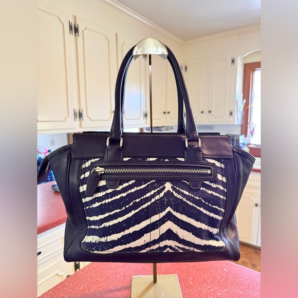 Coach Legacy Leather Purple Zebra Print Candace Carryall Purse Satchel LIKE NEW - Picture 3 of 11